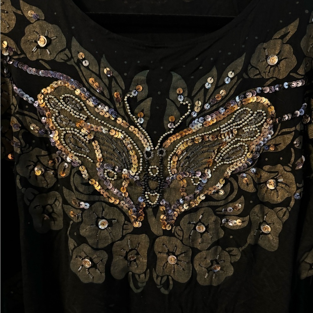 Y2K Embellished Beaded Butterfly Sparkle Floral Fairy Whimsicalgoth Vintage Boho - Picture 3 of 15